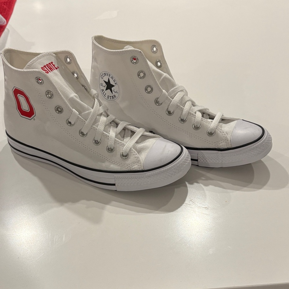 Converse White and Red High-Top Sneakers